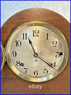 Seth Thomas Mahogany Tambour Case 2 Movement Clock 4 Rod Runs Strikes & Chimes