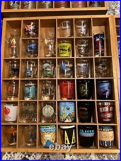 Shot Glass Display Case Wooden Holds 36 Standard Size Glasses W Shotglasses