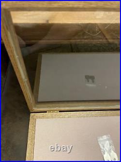 Showcase display case 12X18X2 Padded, glass top, With Two Keys, & solid oak