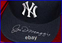 Signed JOE DiMAGGIO Autograph Yankees CAP, COA, UACC, Wood & Glass CASE & PLAQUE