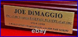 Signed JOE DiMAGGIO Autograph Yankees CAP, COA, UACC, Wood & Glass CASE & PLAQUE