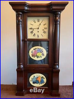 Sligh Wall clock Cherry Wood Case with Reverse Painted Glass Westminister Chime