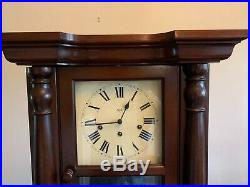 Sligh Wall clock Cherry Wood Case with Reverse Painted Glass Westminister Chime