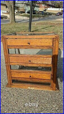 Small Antique Countertop Display Case Oak Wood Store Glass Watch Jewelry Chicago