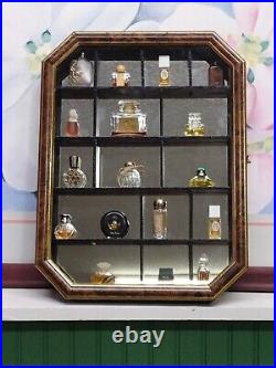 Small Miniature Perfume Bottle Display Case Shadow Box Wall Cabinet