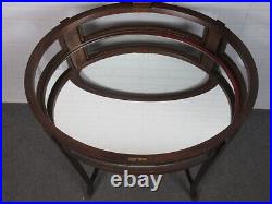 Small Table Wood Display Exhibitor Glass Oval With Mirror Vintage First'900