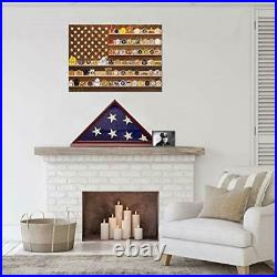 Solid Wood Memorial Flag Display Case with Base Real Glass Front Wall Mount