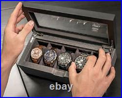 Solid Wood Watch Box Organizer Case with Glass Display