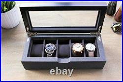 Solid Wood Watch Box Organizer Case with Glass Display