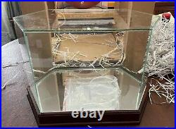 Steiner Sports FootBall Display Case Glass Cherry Wood Mirror Base UV Max New