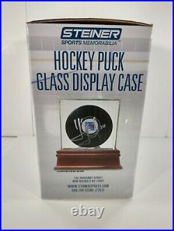 Steiner Sports Wood and Glass Mint Unused Hockey Puck Display Cases (Case of 8)