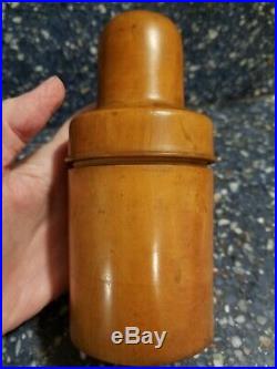 Stunning Antique 19th Treen Wood Cased Cologne Apothecary Bottle bubble top
