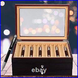 Sumunior wooden pen case 34 fountain pen case holder large capacity top glass wi