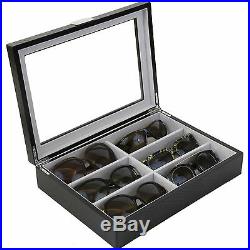 Sunglasses Case Storage Black Wood Grain Glass Window
