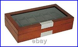 TIMELYBUYS 12 Cherry Wood Watch Box Display Case Storage Jewelry Organizer wi