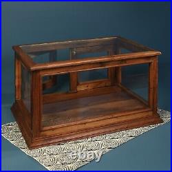 Table Top Glass Wood Waxed Finish Display Case Jewelry Box Curio Lock & Key