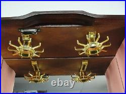 Tall Wood Armoire Vintage Jewelry Box Case Etched Glass 3 Drawer 2 Carousel 22