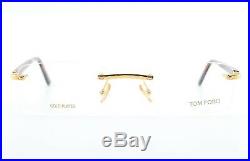 Tom Ford Glasses Tf 80 E69 54 20 140 Gold Plated Wood Brown Rimless Frame +Case