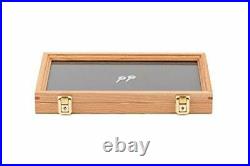 Two Timbers Medium Display Case with Oak Finish Handmade Wood Box with Glass