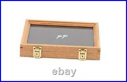 Two Timbers Small Display Case with Oak Finish Handmade Wood Box with Glass