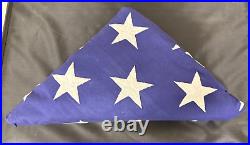 USA Military Memorial Burial Folded Flag In Triangle Wood & Glass Display Case
