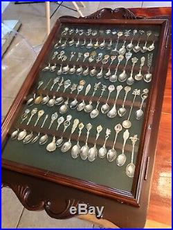 Unique Souvenirs Spoons Withwood glass case From Around World Old And Modern