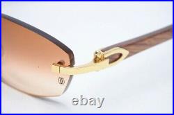 Used Cartier 140B Wood 18 Glasses Temple Sunglasses With Case H3.0cm X W5.5cm