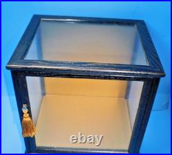 VINTAGE 1950s NISHI WOOD GLASS TABLE TOP DISPLAY / DOLL CASE BLACK WOOD FINISH