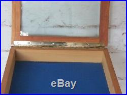 VINTAGE TABLETOP WOOD & GLASS RECTANGULAR SHOWCASE DISPLAY CASE 30 x 17 x 4