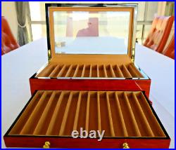 VOX LUXURY 24 Slot Rosewood Pen Display Case With Bevelled Glass Top