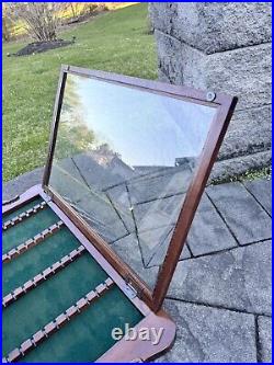 VTG BOMBAY Co. Mahogany Wood Souvenir SPOON Glass DISPLAY CABINET CASE 29x18