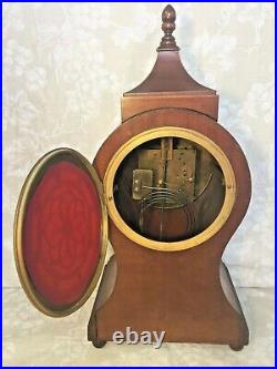 Vincenti thru J E Caldwell Shelf Clock 20 Tall France Nice Inlaid Wood Case