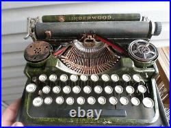 Vintage 1920s Glass Keytops Wood Grain Paint Underwood Typewriter With Case