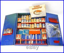 Vintage 1936 Gilbert Chemistry Outfit Experiment Kit Wood Case Glass Vials 30s