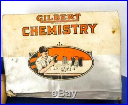 Vintage 1936 Gilbert Chemistry Outfit Experiment Kit Wood Case Glass Vials 30s