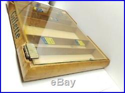 Vintage 1950s Gillette Razor Wood and Glass Store Display Case RARE Advertising