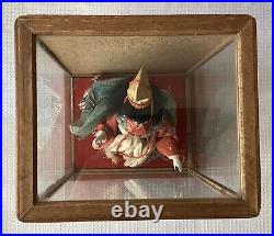 Vintage/ Antique Japanese Gofun Hina Doll in Glass & Wood Display Case