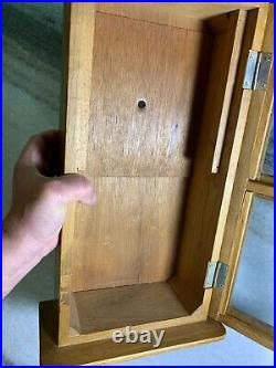 Vintage Antique Wood Wooden Oak Shadow Display Box Glass Door Wall Hung Hanging