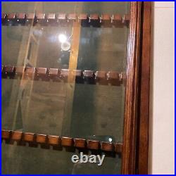 Vintage Bombay Mahogany 60 Spoon Display Case Hinged Glass Door