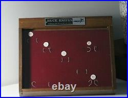 Vintage Buck Knives Wood & Glass Front Counter Top Advertising Display Case