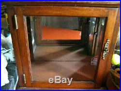 Vintage Cherry Wood & Glass Counter Curio Display Case Cabinet, Curios, Dolls