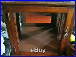 Vintage Cherry Wood & Glass Counter Curio Display Case Cabinet, Curios, Dolls