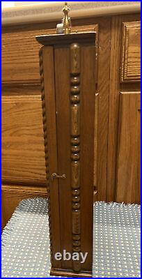 Vintage Clipper Needlepoint Wood Glass Ship Case Wall Clock 18.5x11x3.5 USA