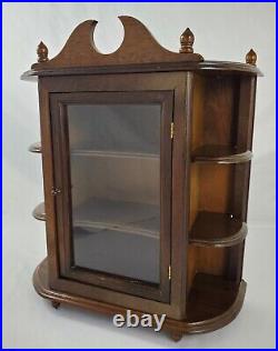 Vintage Curio Cabinet Display Case Knick Knack Shelves Large Walnut Federal