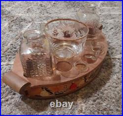 Vintage- Cut Glass Liquor Decanters- With Glasses and Serving Tray