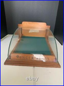 Vintage Enger Kress Wallet Store Counter Display Case Wood with Domed Glass