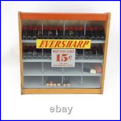 Vintage Eversharp Red Top Lead Pencil Tabletop Store Glass Wood Display Case Plu