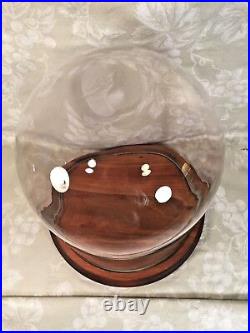 Vintage Glass Display Dome with Wood Base