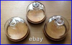 Vintage Glass Dome Wood Base x3 ex ClockmakerMilitary Arrow Marking BB Ltd 1945