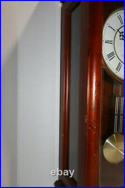 Vintage Hampton Westminster Whittington Chime Wall Clock Glass Wood Case